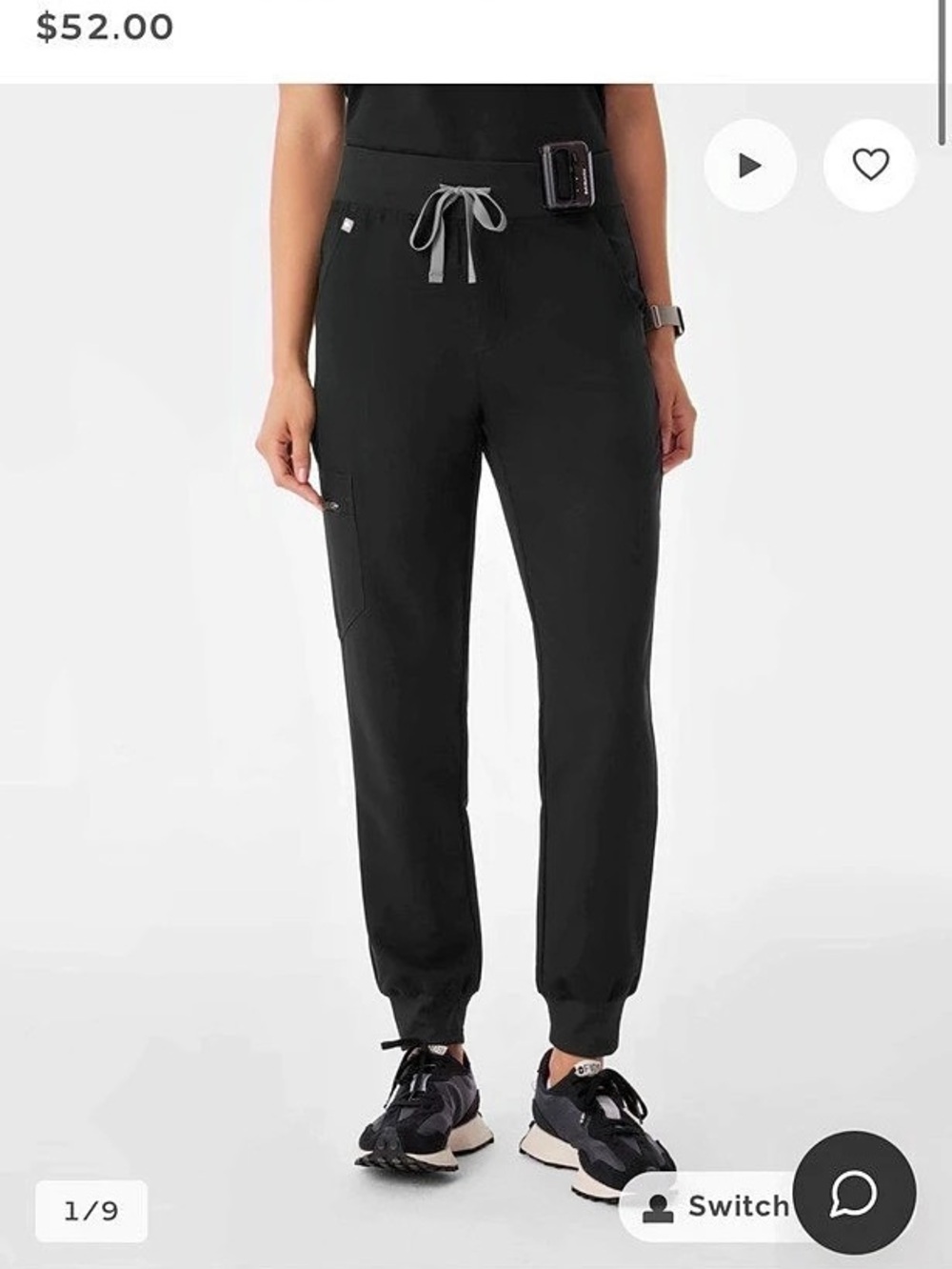 FIGS XLP Zamora High-Rise Jogger Scrub Pant in Black